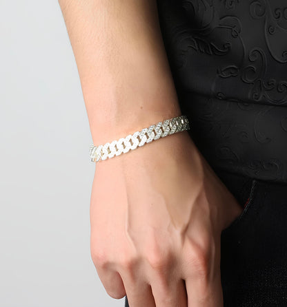 925 sterling silver bracelets, iced Out Cz Diamond Miami Cuban Link Bracelet Chain