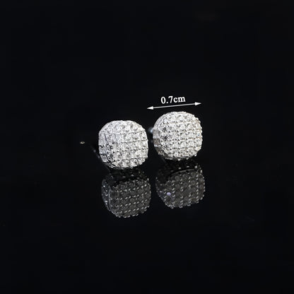 925 Sterling Silver Earrings Stud Men Cz Diamond, Hip Hop Screw Back