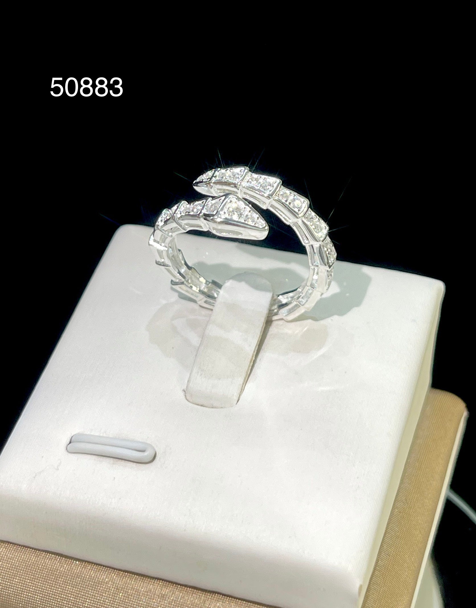 925 sterling silver rings women's Snake, full ice out CZ Diamond