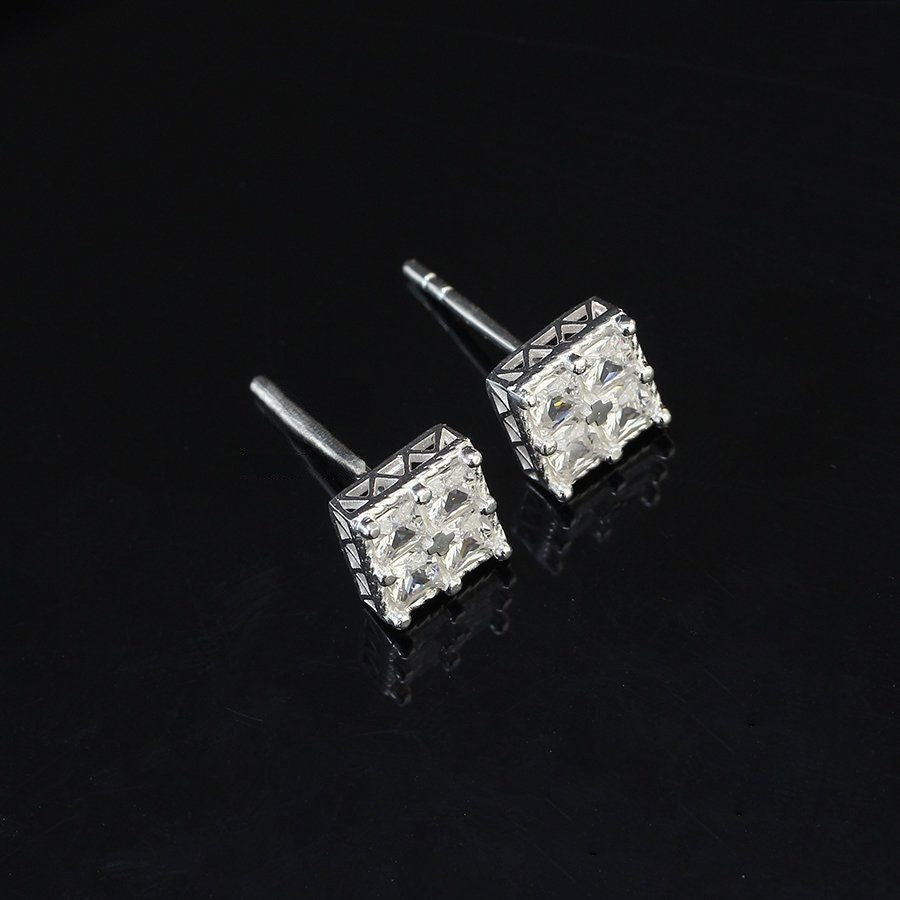 925 Sterling Silver Earrings stud women's, men's Ice out CZ Diamond