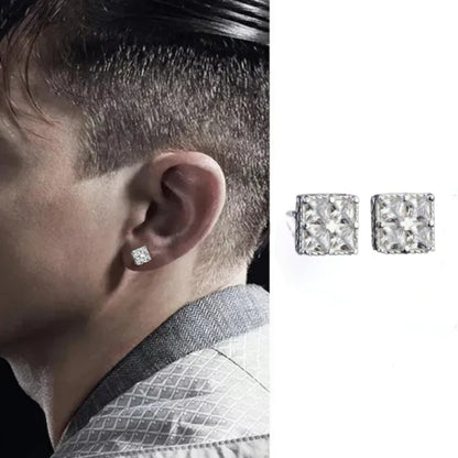 925 Sterling Silver Earrings stud women's, men's Ice out CZ Diamond