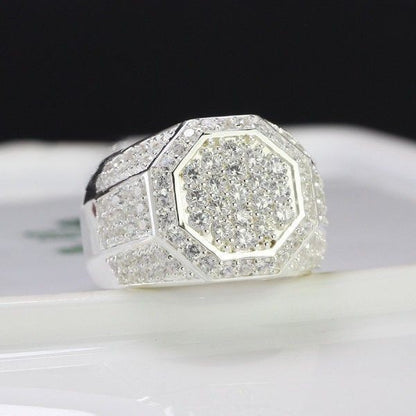 925 Sterling Silver Rings Men's Engagement 8mm ice out CZ-Diamond