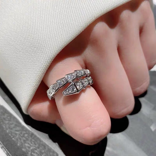 925 sterling silver rings women's Snake, full ice out CZ Diamond