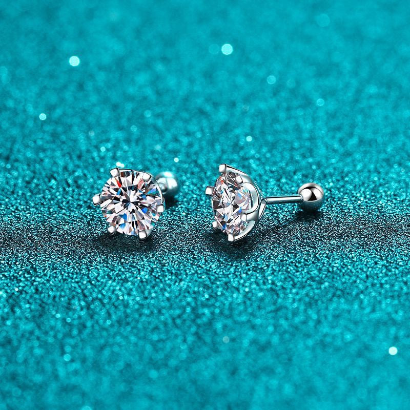 925 sterling silver Earrings Women's stud Hexagonal CZ Diamond 4mm