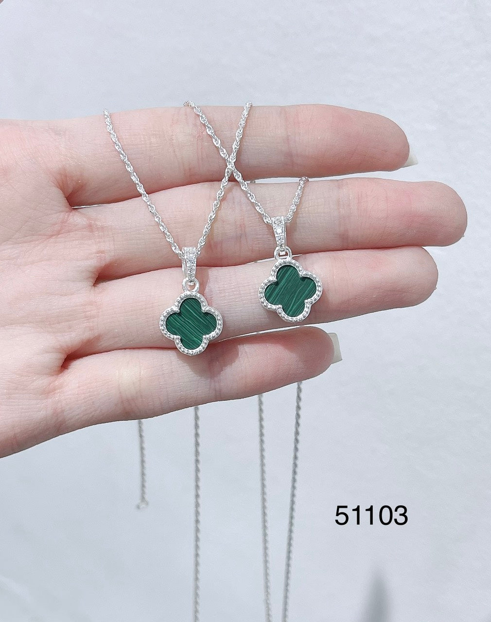 925 Sterling Silver Four Leaf Clover Necklace