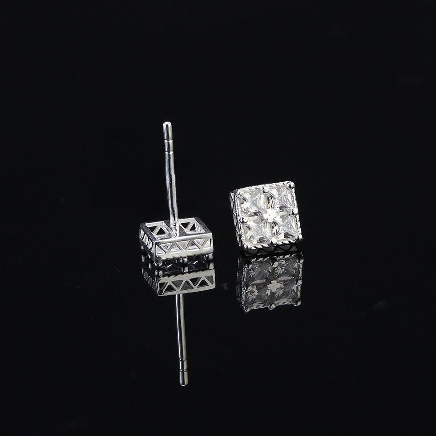 925 Sterling Silver Earrings stud women's, men's Ice out CZ Diamond