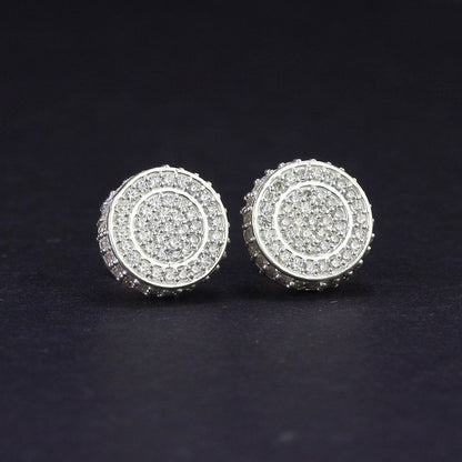 925 Sterling Silver Earrings  Men's, Women's Halo Ice out CZ Diamond