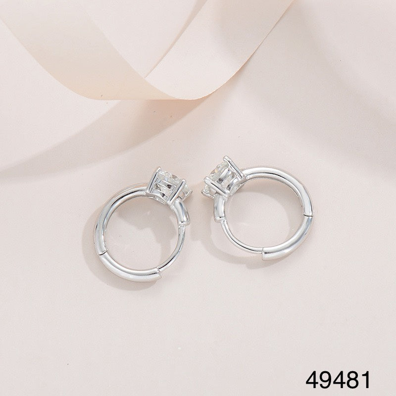 925 sterling silver Earrings Hoops Women's, CZ Diamond 6mm