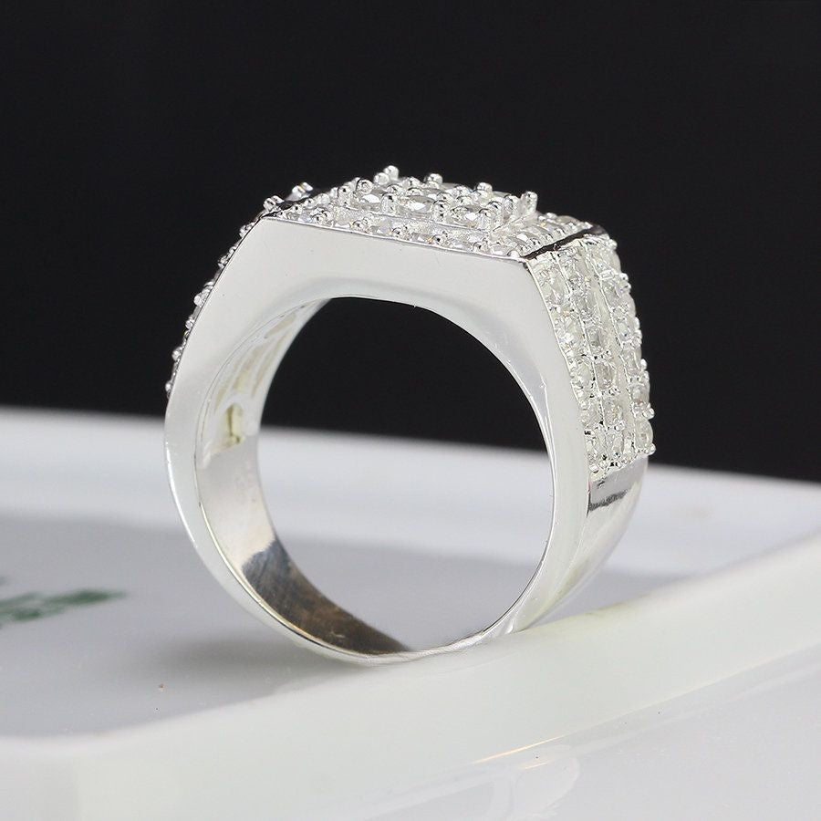 925 sterling silver Rings Men's, Iced Out CZ Diamond, Gift for Him