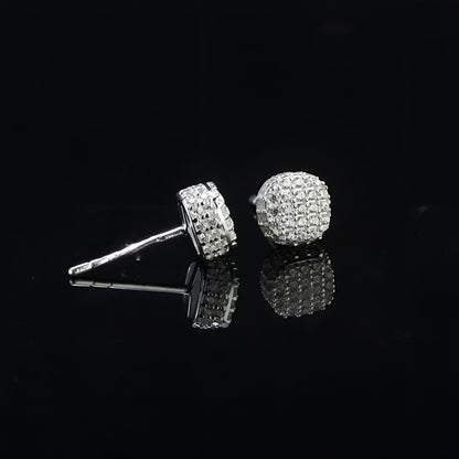 925 Sterling Silver Earrings Stud Men Cz Diamond, Hip Hop Screw Back