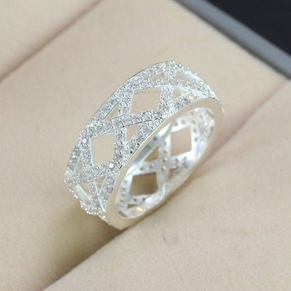 925 sterling silver rings Men's, Women's Luxury CZ Diamond Geometry