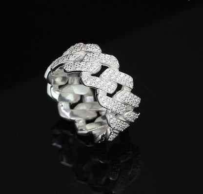 925 sterling silver Rings Men's 10mm Cuban Link, Gift for Her