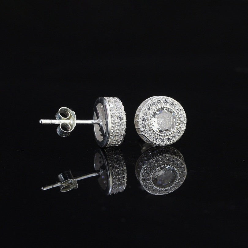 925 sterling silver earrings Stud Women's, Men's 5mm Iced Cz Diamond