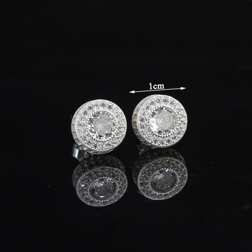 925 sterling silver earrings Stud Women's, Men's 5mm Iced Cz Diamond