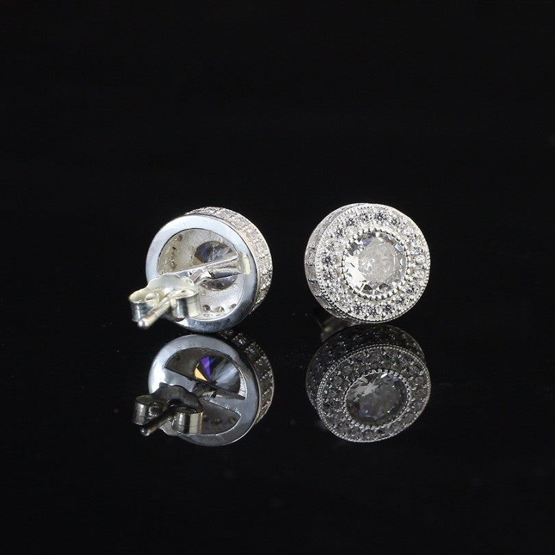 925 sterling silver earrings Stud Women's, Men's 5mm Iced Cz Diamond