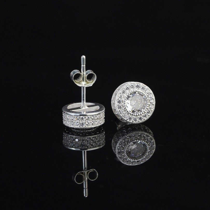 925 sterling silver earrings Stud Women's, Men's 5mm Iced Cz Diamond