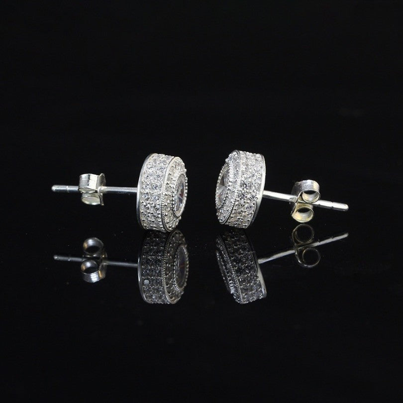 925 sterling silver earrings Stud Women's, Men's 5mm Iced Cz Diamond