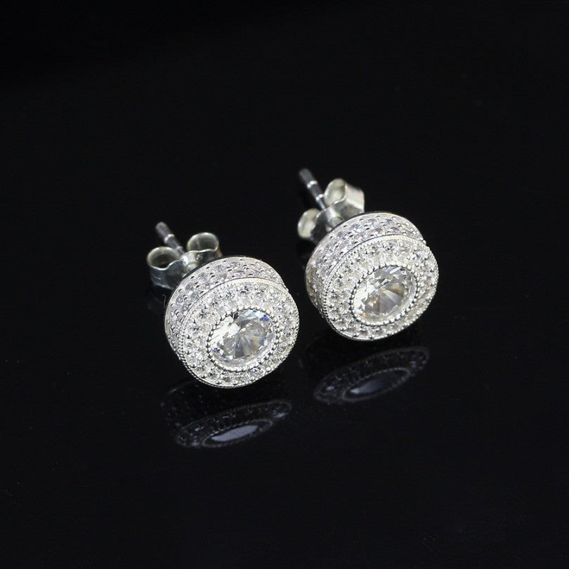 925 sterling silver earrings Stud Women's, Men's 5mm Iced Cz Diamond