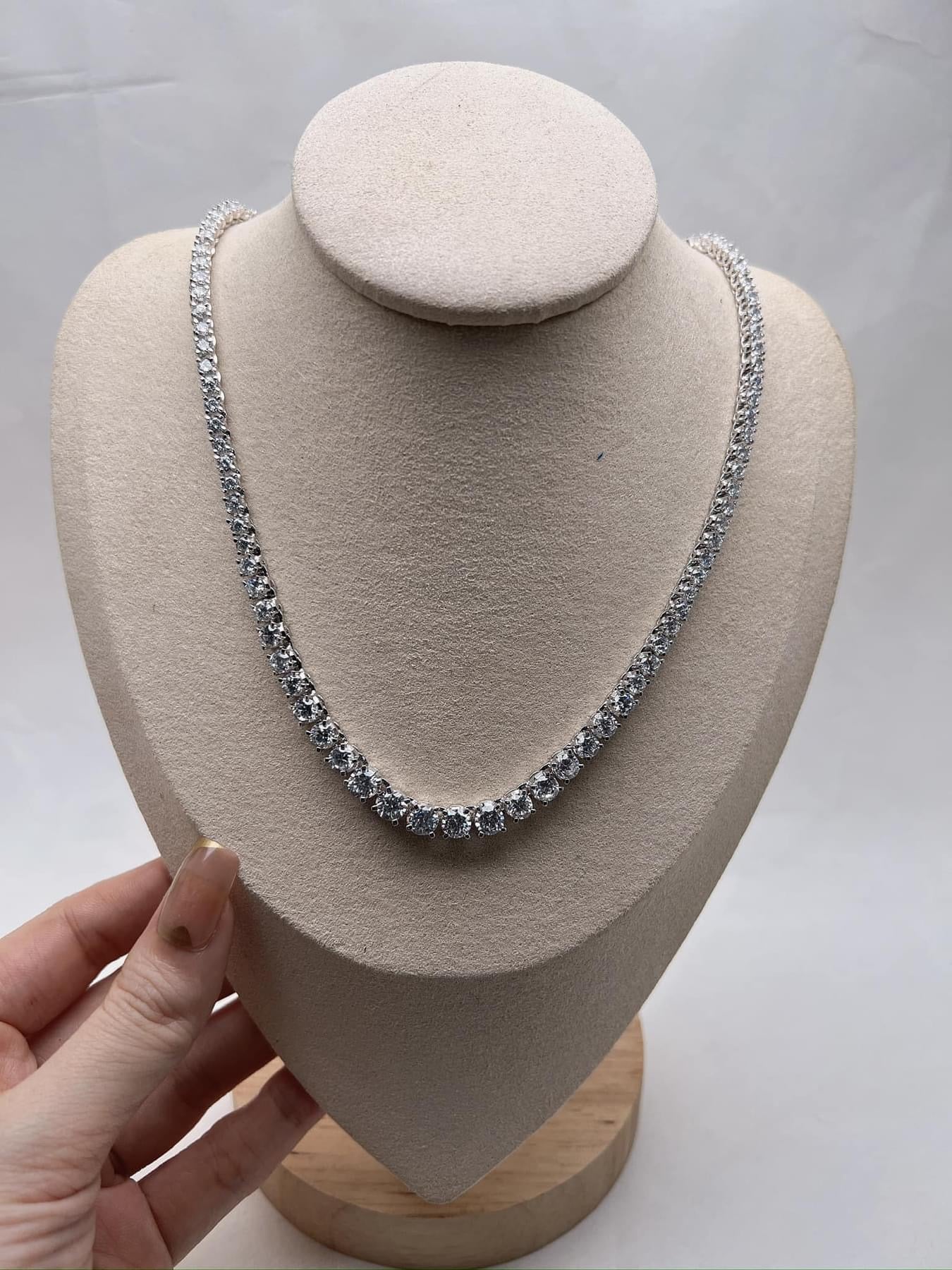 925 sterling silver tennis necklace Diamond Men’s, Women’s