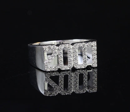 925 Sterling Silver Ring Birth year CZ Diamond