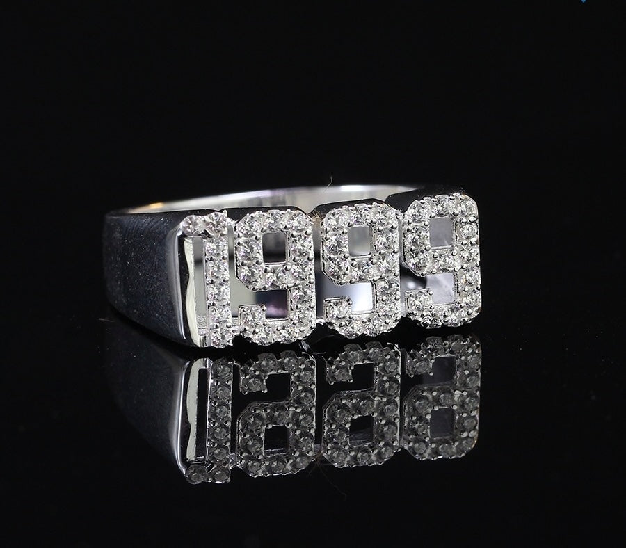 925 Sterling Silver Ring Birth year CZ Diamond