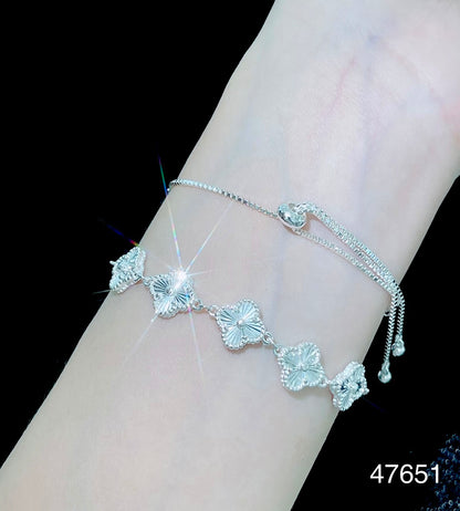 925 silver bracelet lucky four-leaf clover design full sterling silver