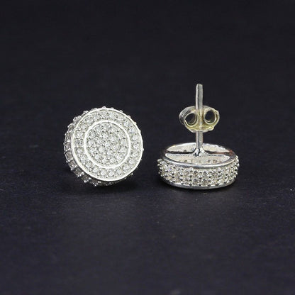 925 Sterling Silver Earrings  Men's, Women's Halo Ice out CZ Diamond