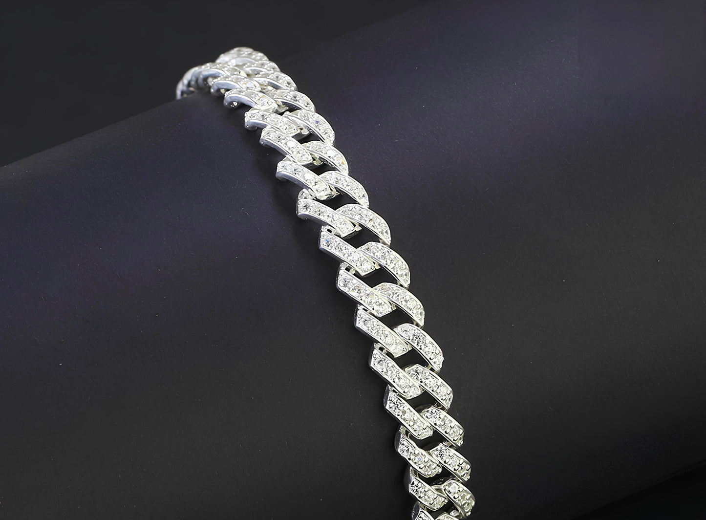 Mens silver bracelets, Iced Out Miami Cuban Link Bracelet Chain, Cz Diamond Bracelet, Gif for Him,