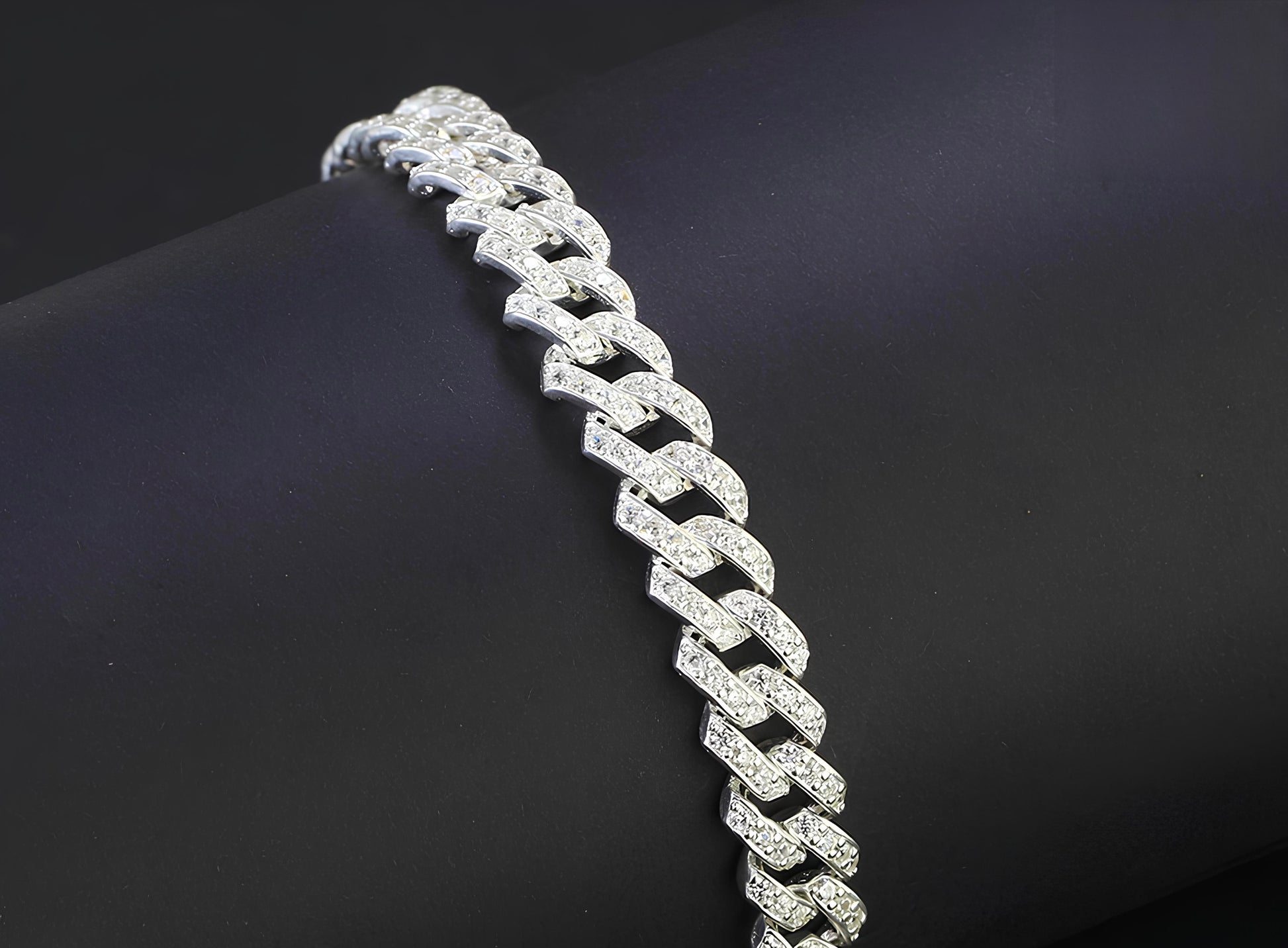 Mens silver bracelets, Iced Out Miami Cuban Link Bracelet Chain, Cz Diamond Bracelet, Gif for Him,