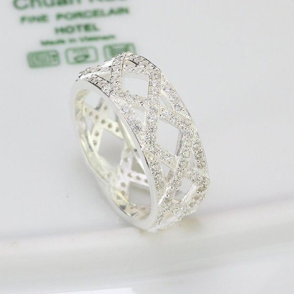 925 sterling silver rings Men's, Women's Luxury CZ Diamond Geometry