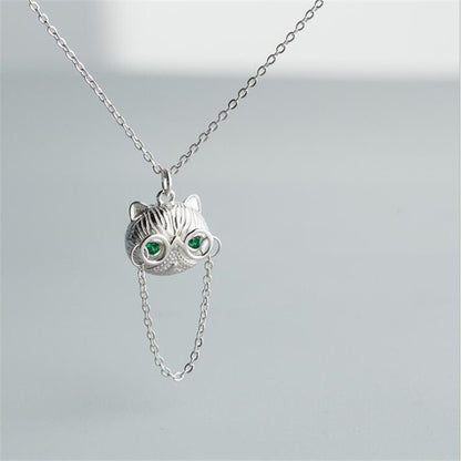 sterling silver necklace, cat necklace pendant