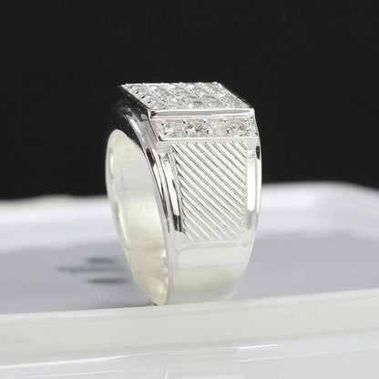 925 sterling silver rings Square signet, ice out CZ Diamond