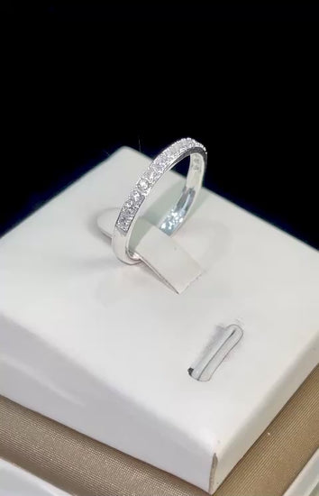 925 Sterling Silver Lady CZ Anniversary Ring 2mm